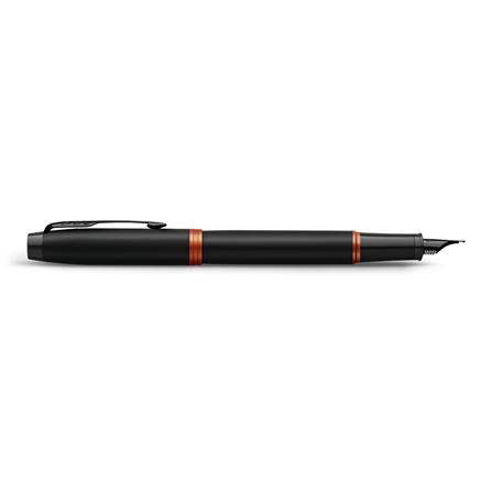 PARKER IM VIBRANT RING FLAME ORANGE BLACK TRIM FOUNTAIN PEN FINE+CONVERTER TB