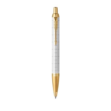 PARKER IM PREMIUM PEARL GOLD TRIM BALLPOINT PEN MEDIUM BLACK TB