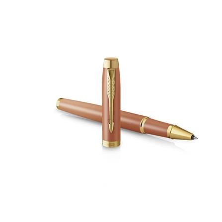 PARKER IM RITUAL ORANGE GOLD TRIM ROLLERBALL PEN PEN MEDIUM BLACK TB