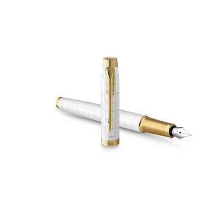 PARKER IM PREMIUM PEARL GOLD TRIM FOUNTAIN PEN FINE+CONVERTER TB
