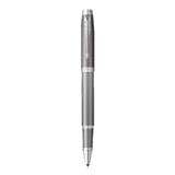 PARKER IM RITUAL GREY CHROME TRIM ROLLERBALL PEN MEDIUM BLACK TB