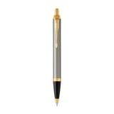 PARKER IM BRUSHED METAL GOLD TRIM BALLPOINT PEN MEDIUM BLACK TB