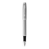 PARKER IM BRUSHED METAL STAINLESS STEEL CHROME TRIM FOUNTAIN PEN MEDIUM TB