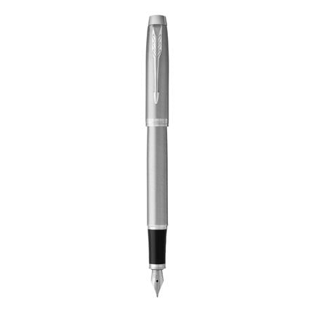 PARKER IM BRUSHED METAL STAINLESS STEEL CHROME TRIM FOUNTAIN PEN MEDIUM TB