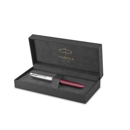 PARKER 51 BURGUNDY CHROME TRIM FOUNTAIN PEN FINE+CONVERTER TB