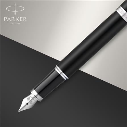 PARKER IM MATTE BLACK CHROME TRIM FOUNTAIN PEN MEDIUM TB