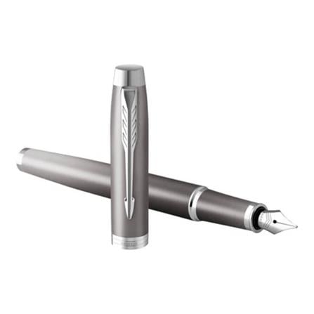 PARKER IM RITUAL GREY CHROME TRIM FOUNTAIN PEN FINE+CONVERTER TB
