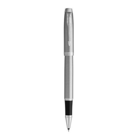 PARKER IM BRUSHED METAL STAINLESS STEEL CHROME TRIM ROLLERBALL PEN TB