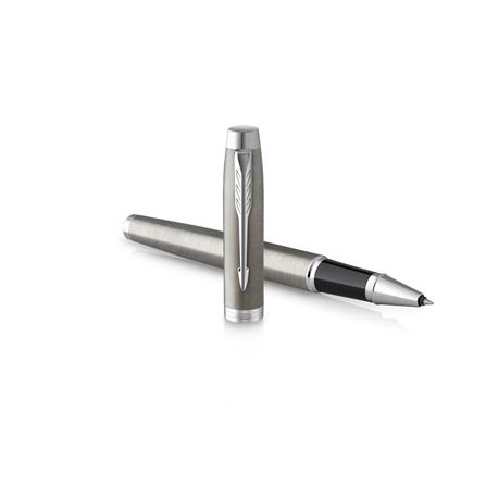 PARKER IM BRUSHED METAL STAINLESS STEEL CHROME TRIM ROLLERBALL PEN TB