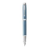 PARKER IM PREMIUM BLUE GREY CHROME TRIM FOUNTAIN PEN FINE+CONVERTER TB