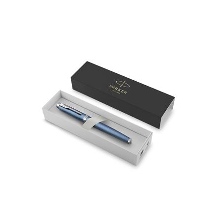 PARKER IM PREMIUM BLUE GREY CHROME TRIM FOUNTAIN PEN FINE+CONVERTER TB