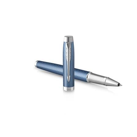PARKER IM PREMIUM BLUE GREY CHROME TRIM ROLLERBALL PEN TB