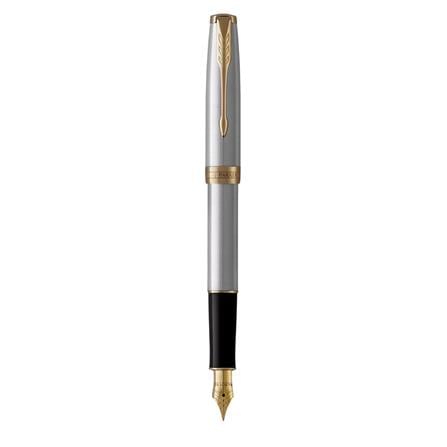 PARKER SONNET STAINLESS STEEL GOLD TRIM FOUNTAIN PEN FINE TB