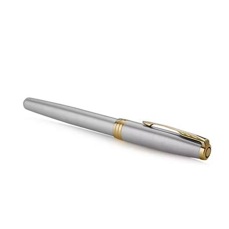 PARKER SONNET STAINLESS STEEL GOLD TRIM FOUNTAIN PEN FINE TB