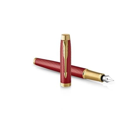 PARKER IM PREMIUM RED GOLD TRIM FOUNTAIN PEN FINE+CONVERTER TB