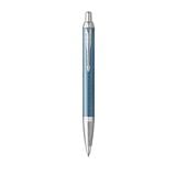 PARKER IM PREMIUM BLUE GREY CHROME TRIM BALLPOINT PEN MEDIUM BLACK TB