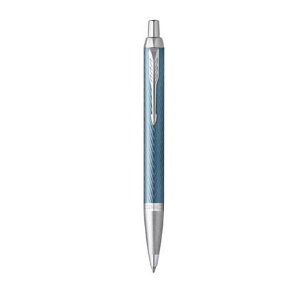 PARKER IM PREMIUM BLUE GREY CHROME TRIM BALLPOINT PEN MEDIUM BLACK TB