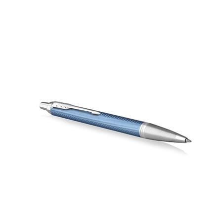 PARKER IM PREMIUM BLUE GREY CHROME TRIM BALLPOINT PEN MEDIUM BLACK TB