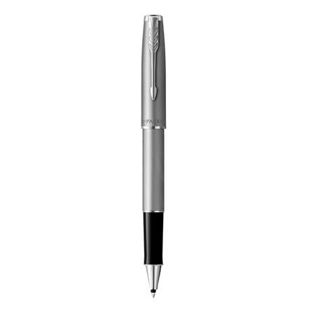 PARKER SONNET STAINLESS STEEL SANDBLASTED CHROME TRIM ROLLERBALL PEN TB
