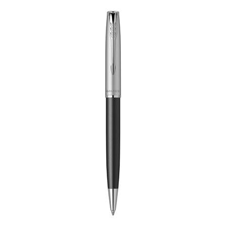 PARKER SONNET BLACK SANDBLASTED CHROME TRIM BALLPOINT PEN MEDIUM BLACK TB