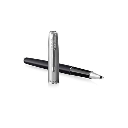 PARKER SONNET BLACK SANDBLASTED CHROME TRIM ROLLERBALL PEN TB