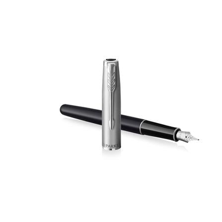 PARKER SONNET BLACK SANDBLASTED CHROME TRIM FOUNTAIN PEN FINE TB