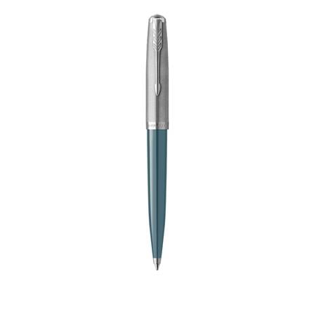 PARKER 51 TEAL BLUE CHROME TRIM BALLPOINT PEN MEDIUM BLACK TB