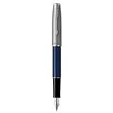 PARKER SONNET BLUE SANDBLASTED CHROME TRIM FOUNTAIN PEN FINE TB