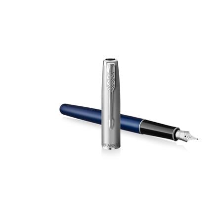 PARKER SONNET BLUE SANDBLASTED CHROME TRIM FOUNTAIN PEN FINE TB