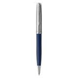 PARKER SONNET BLUE SANDBLASTED CHROME TRIM BALLPOINT PEN MEDIUM BLACK TB