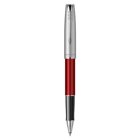 PARKER SONNET RED SANDBLASTED CHROME TRIM ROLLERBALL PEN TB