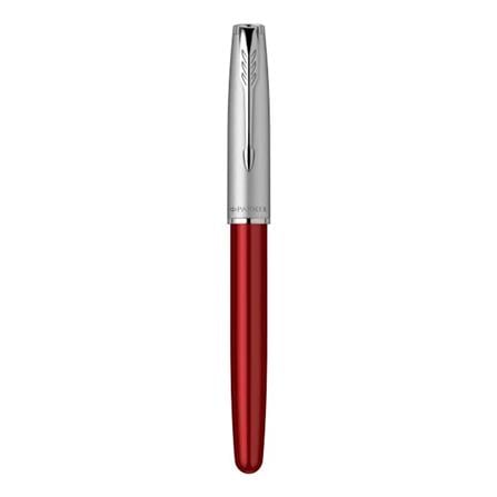 PARKER SONNET RED SANDBLASTED CHROME TRIM ROLLERBALL PEN TB