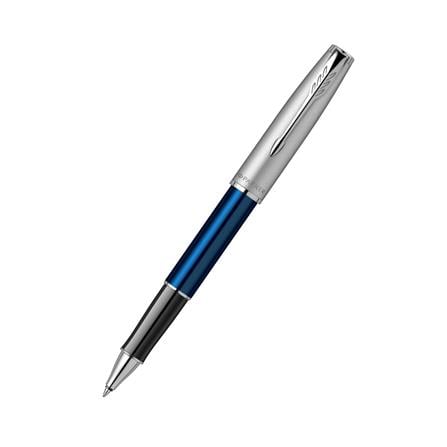 PARKER SONNET BLUE SANDBLASTED CHROME TRIM ROLLERBALL PEN TB