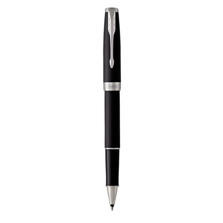 PARKER SONNET MATTE BLACK CHROME TRIM ROLLERBALL PEN HD TB