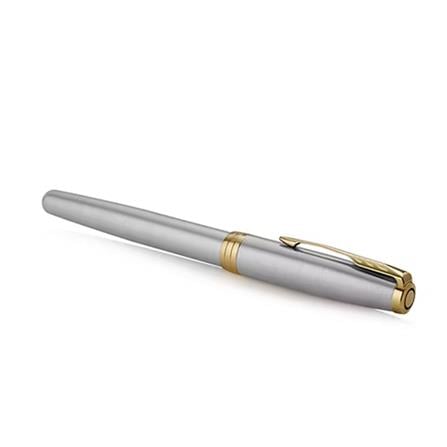 PARKER SONNET STAINLESS STEEL GOLD TRIM ROLLERBALL PEN HD TB
