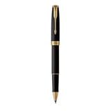 PARKER SONNET MATTE BLACK GOLD TRIM ROLLERBALL PEN HD TB