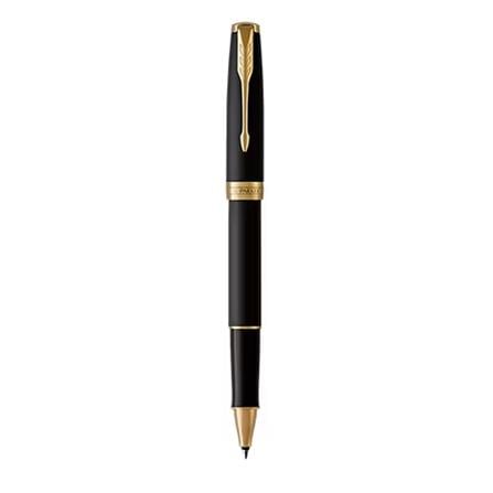 PARKER SONNET MATTE BLACK GOLD TRIM ROLLERBALL PEN HD TB