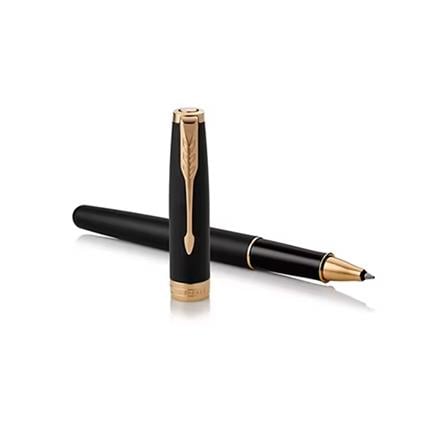 PARKER SONNET MATTE BLACK GOLD TRIM ROLLERBALL PEN HD TB