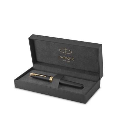 PARKER SONNET MATTE BLACK GOLD TRIM ROLLERBALL PEN HD TB