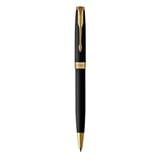 PARKER SONNET MATTE BLACK GOLD TRIM BALLPOINT PEN MEDIUM BLACK TB