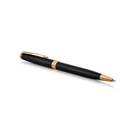 PARKER SONNET MATTE BLACK GOLD TRIM BALLPOINT PEN MEDIUM BLACK TB