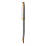 PARKER SONNET STAINLESS STEEL GOLD TRIM BALLPOINT PEN MEDIUM BLACK TB