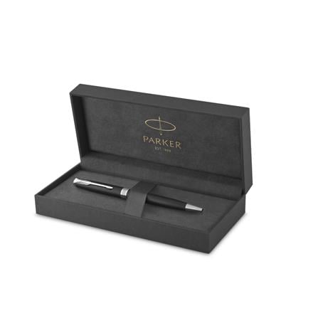 PARKER SONNET MATTE BLACK CHROME TRIM BALLPOINT PEN MEDIUM BLACK TB