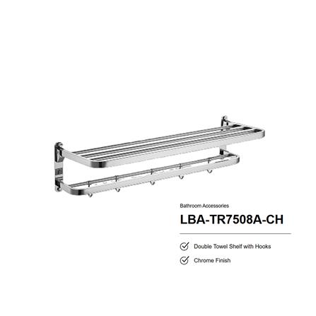 LIVINOX DOUBLE TOWEL SHELF LBA-TR7508A-CH CHROME