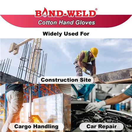 BOND-WELD COTTON HAND GLOVES 1 DOZEN BLACK B-300DZ