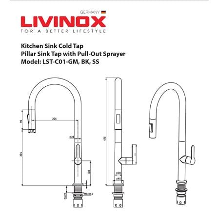 LIVINOX PULL OUT SINK FAUCET LST-C01-SS MATT