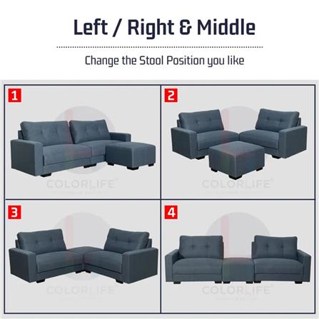 SOFA 4 SEATERS + STOOL GUB TOMO GREY