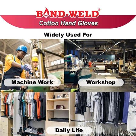 BOND-WELD COTTON HAND GLOVES 1 DOZEN GREEN B-104DZ