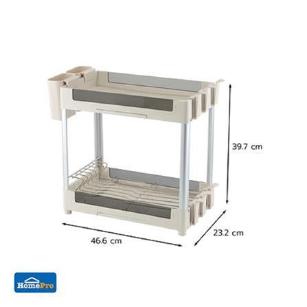 DISH RACK PLASTIC+TEMPERGLASS 2TIER NOAR KECH 23.2X46.6X39.7CM.