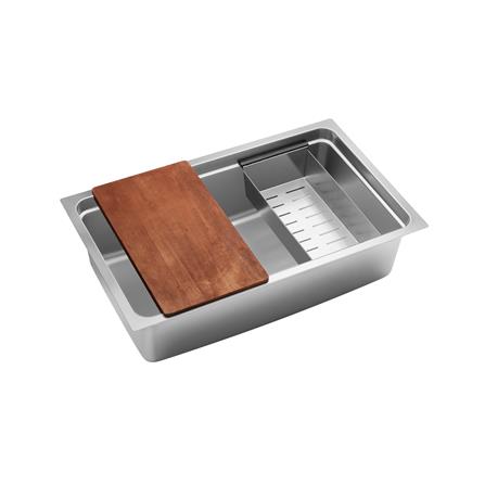 SORENTO BUILT-IN NANOGRAIN MULTIFUNCTIONAL KITCHEN SINK SRTKS2434 78CM 1BOWL CHROME FINISH STAINLESS STEEL WITH PULL OUT TAP SRTKT71SS